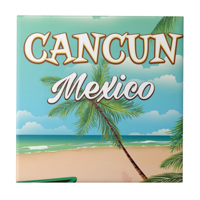 Poster de praia de Cancun México (Frente)