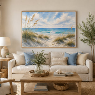 Poster de Praia de Grama Costeira Horizonte Azul