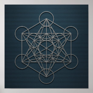 Poster de prata Marinho de cubo de Metatron