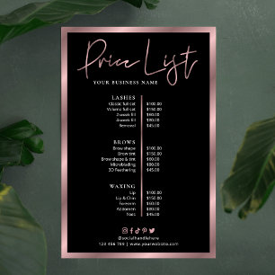 Poster de preços para serviços Dourados Elegante e