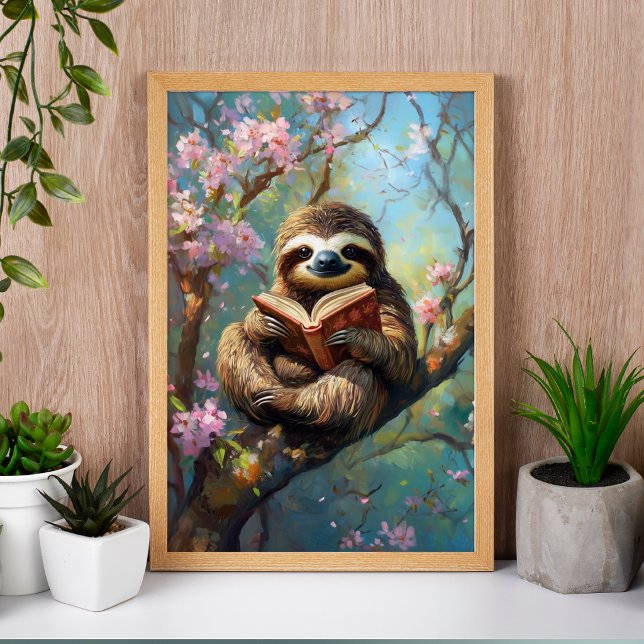 Poster de Preguiça Fofa Lendo um Livro (Criador carregado)