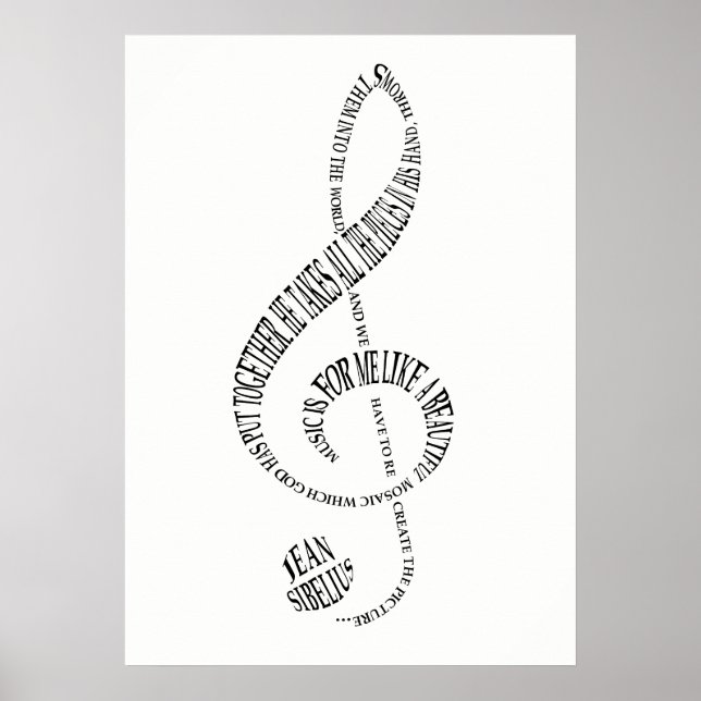 Poster de presentes de música - Treble Clef Word A (Frente)