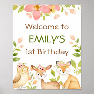 Poster de primeiro aniversario de Animais da Flore