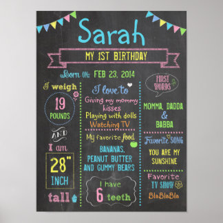 Poster de primeiro aniversario personalizado do Pa