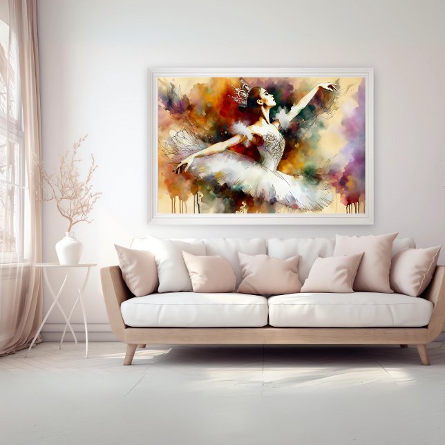 Poster de Princesa Bailarina em Aquarela Sonhadora (Dreamy Watercolor Ballerina Princess Poster 1)