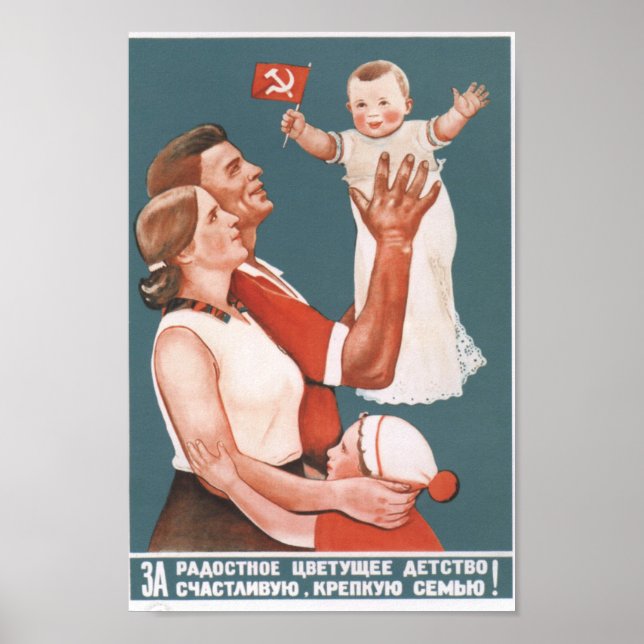 Poster de propaganda da família soviética (Frente)