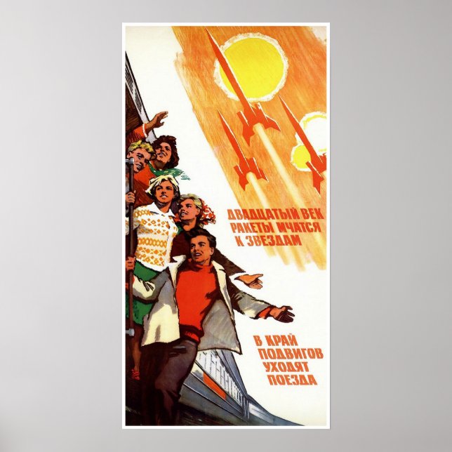Poster de propaganda espacial soviética (Frente)