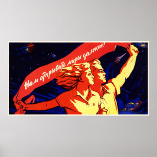 Poster de propaganda espacial soviética