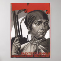 Poster de propaganda soviética para igualdade de g