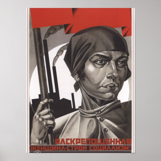 Poster de propaganda soviética para igualdade de g (Frente)