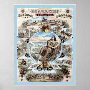 Poster de Publicidade do Buffalo Bill ~ Vintage.