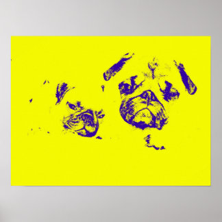 Poster de Pug e Bebê - Amarelo