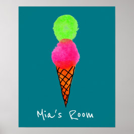 Poster de quarto de moça com cone de gelado