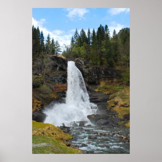 Poster de queda de água norueguesa (Frente)