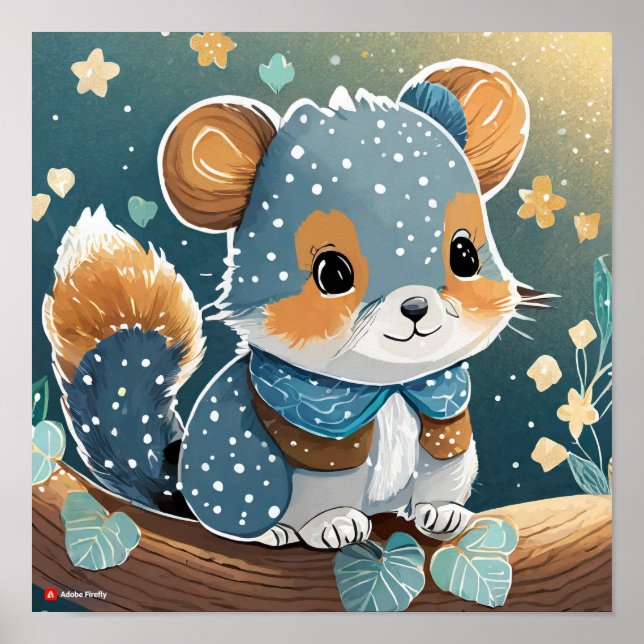 Poster de queda de neve no inverno de hamster boni (Frente)
