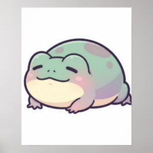 Poster de Rã Adormecida Fofa Rã Aconchegante Estét