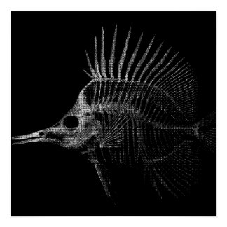 Pôster de Raio-X do Esqueleto de Peixe Gótico
