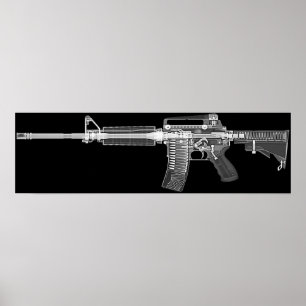 POSTER de raio-x do rifle AR-15 real! Alto detalhe