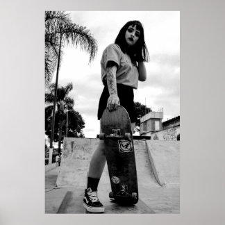 Poster de Rapariga de Skater B&W - skate