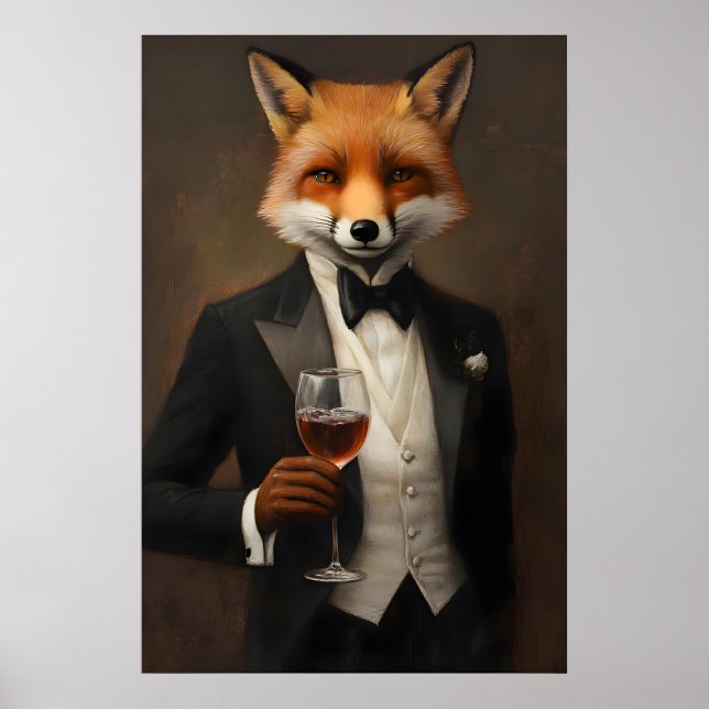 Poster de Raposa em Smoking, Poster de Animal, Rap (Frente)