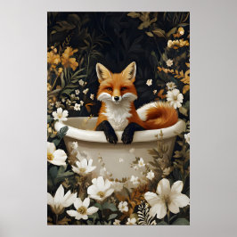Poster de Raposa na Banheira, Poster Divertido de