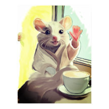 Poster de Rato Cozy Morning - Arte Animal Bonita