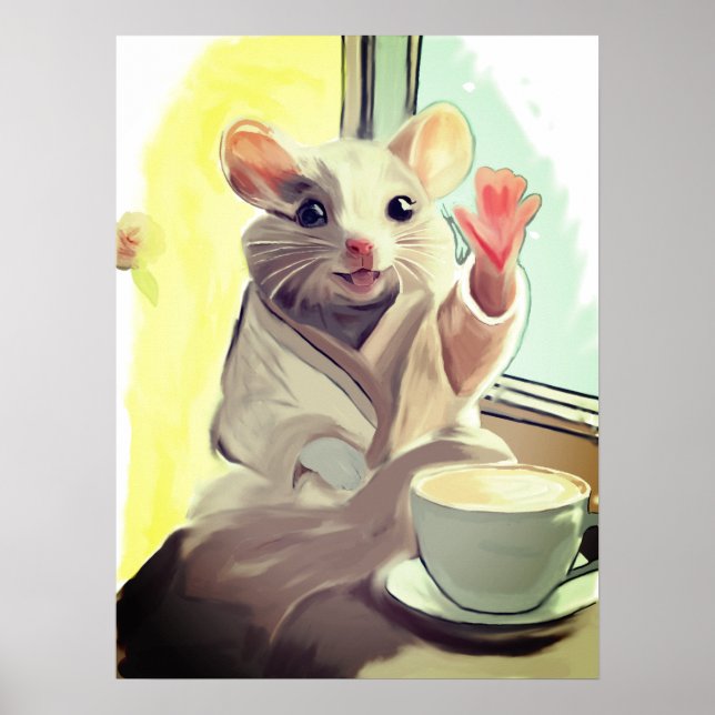 Poster de Rato Cozy Morning - Arte Animal Bonita (Frente)