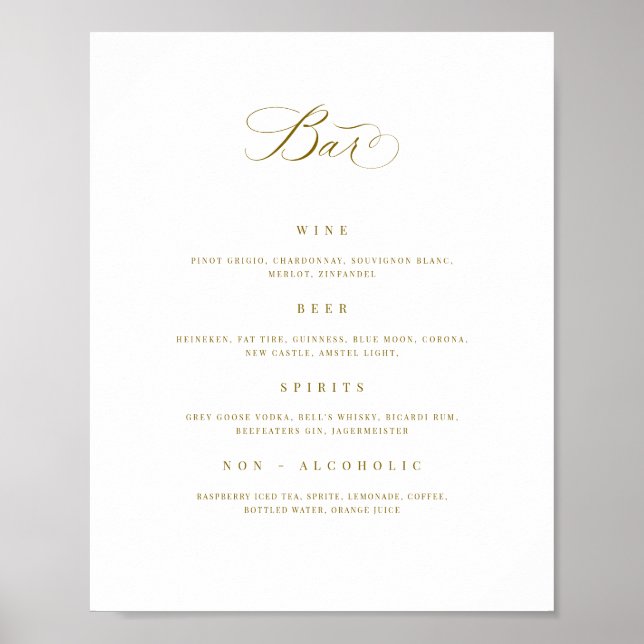 Poster de Recepção de Sinal de Drink no Menu de Ba (Frente)