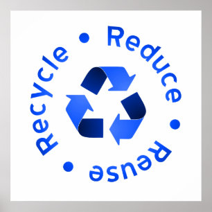 Poster de Reciclar de Reutilização da Redução Azul