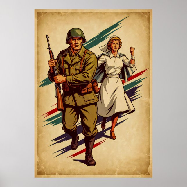 Poster de Recrutamento Militar Clássico em Estilo  (Frente)