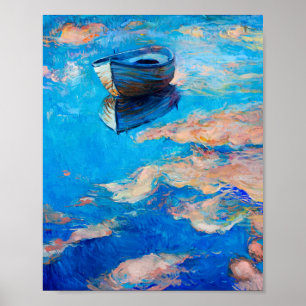 Poster de Reflexão Impressionista do Barco Dreamy