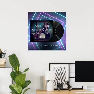 Poster de registro de vinil para luzes neon person