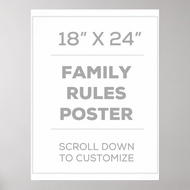 poster de Regras da Família de 18" x 24" (Frente)