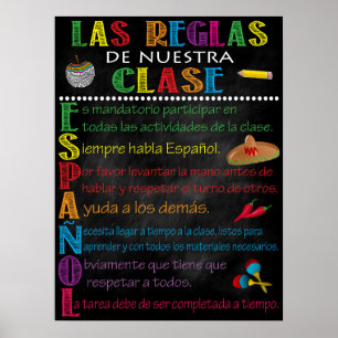 Poster de Regras da Sala de Aula Espanhola