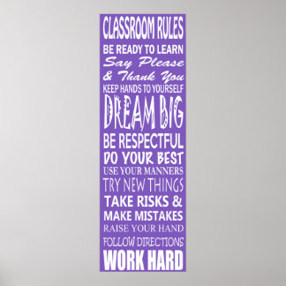 Poster de regras da sala de aula (roxo), 12" x 36"
