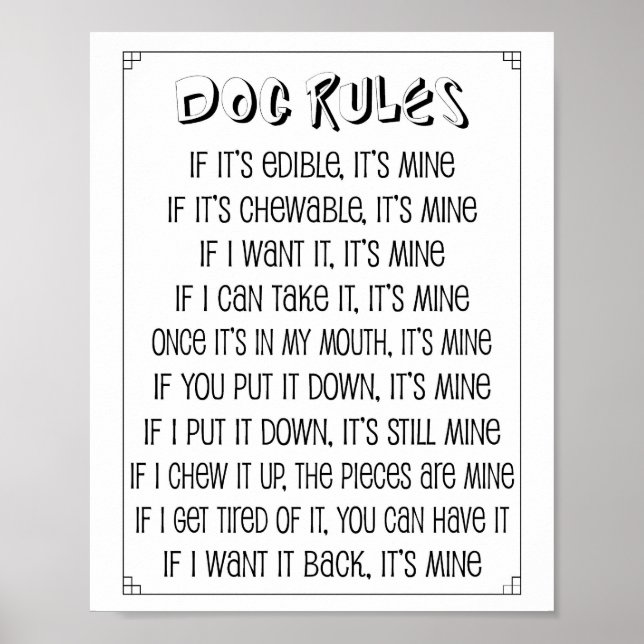 Poster de Regras de Cachorro (Frente)