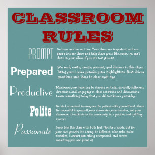 poster de Regras de Sala de Aula de 5 P