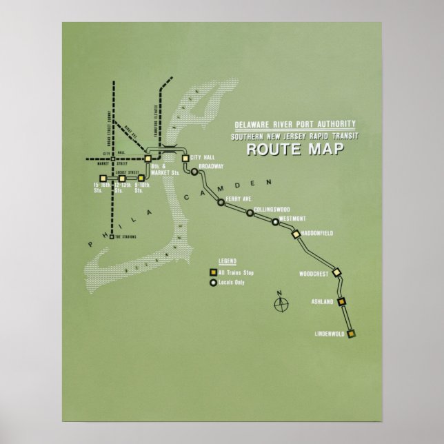 Poster de Réplica de Mapa de Rota PATCO (Frente)