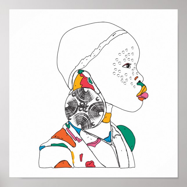 Poster de retrato de moça africana (Frente)