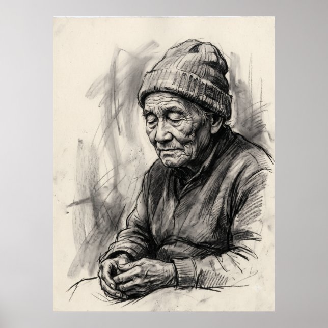 Pôster de Retrato do Espírito das Mãos Idosas da M (Frente)