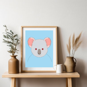 Poster de Retrato do Urso Koala Azul-Bonito