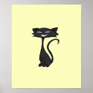 Poster de risada à socapa do gato lustroso
