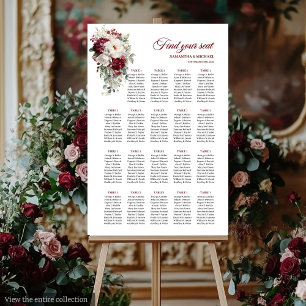Poster de Rosa de Casamento Elegante Boho Burgundy