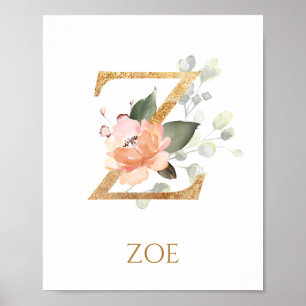 Poster de rosa de Enfermeiro Rosa Monograma Z