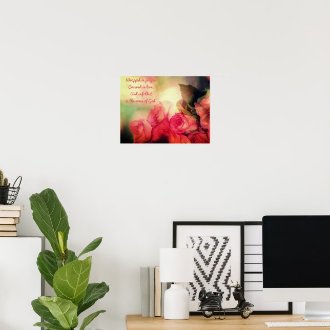 Pôster de Rosas Cor-de-Rosa com Dito Inspirador (Escritório em casa)