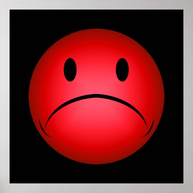 Poster de rosto de Frownie Vermelho (Frente)