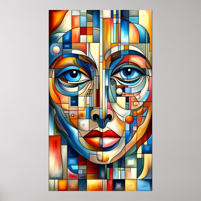 Pôster de rosto de senhora moderno abstrato boêmio (Frente)