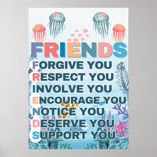 Poster de sala de aula: amigos (Frente)