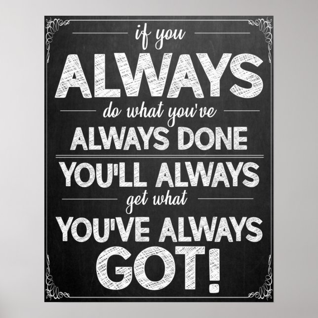 Poster de sala de aula de motivação branca e preta (Frente)