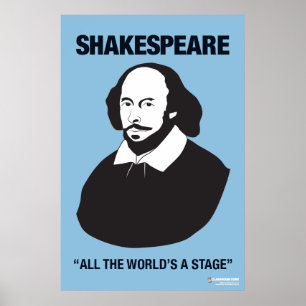 Poster de sala de aula de Shakespeare azul